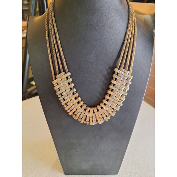Vintage Steve Madden Goldtone & Silvertone Statement Necklace - Picture 1 of 2